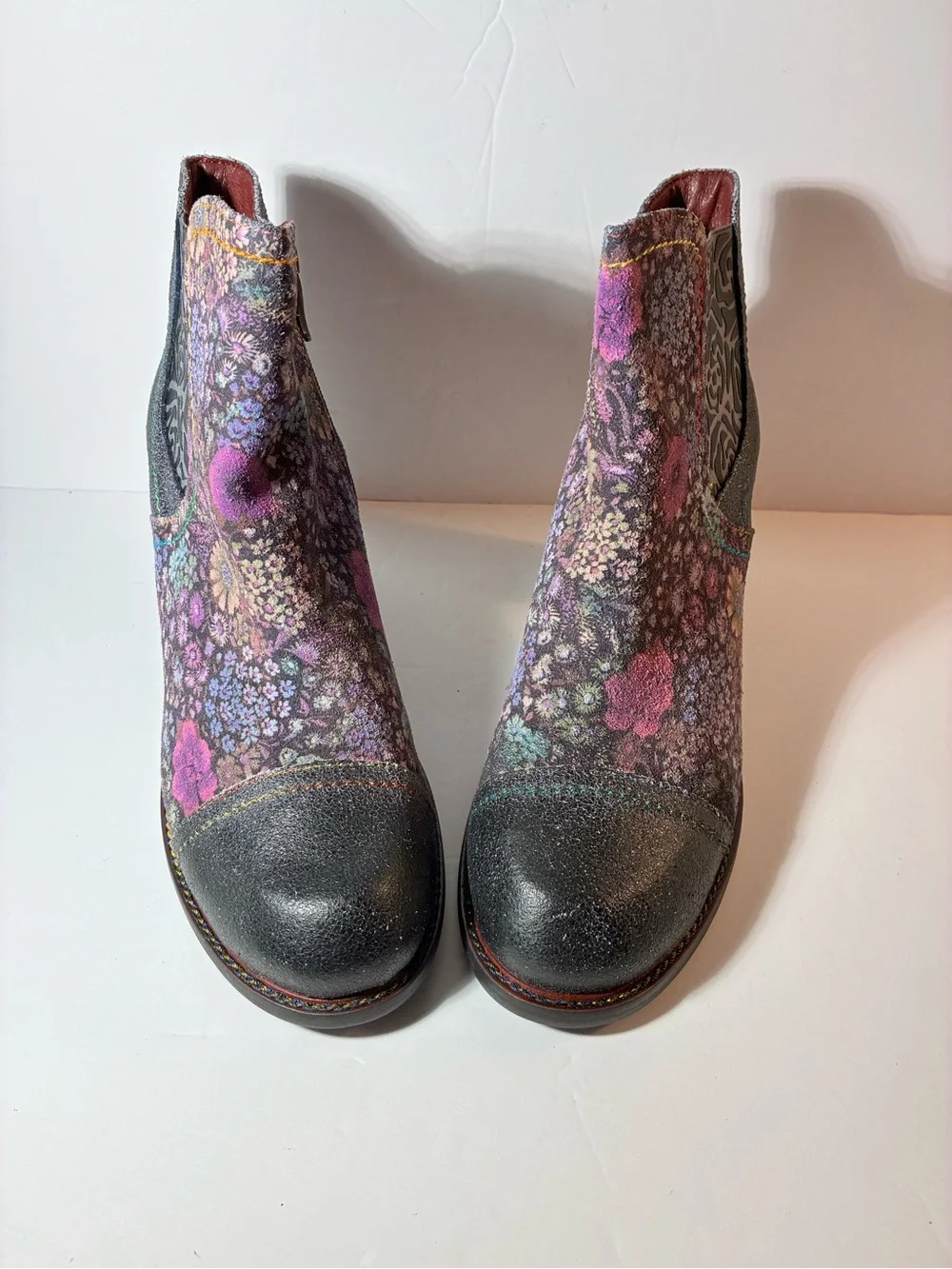 L'Artiste by Spring Step Melvina Ankle Boots Women's US 9 EU 40 Navy Multi Flora